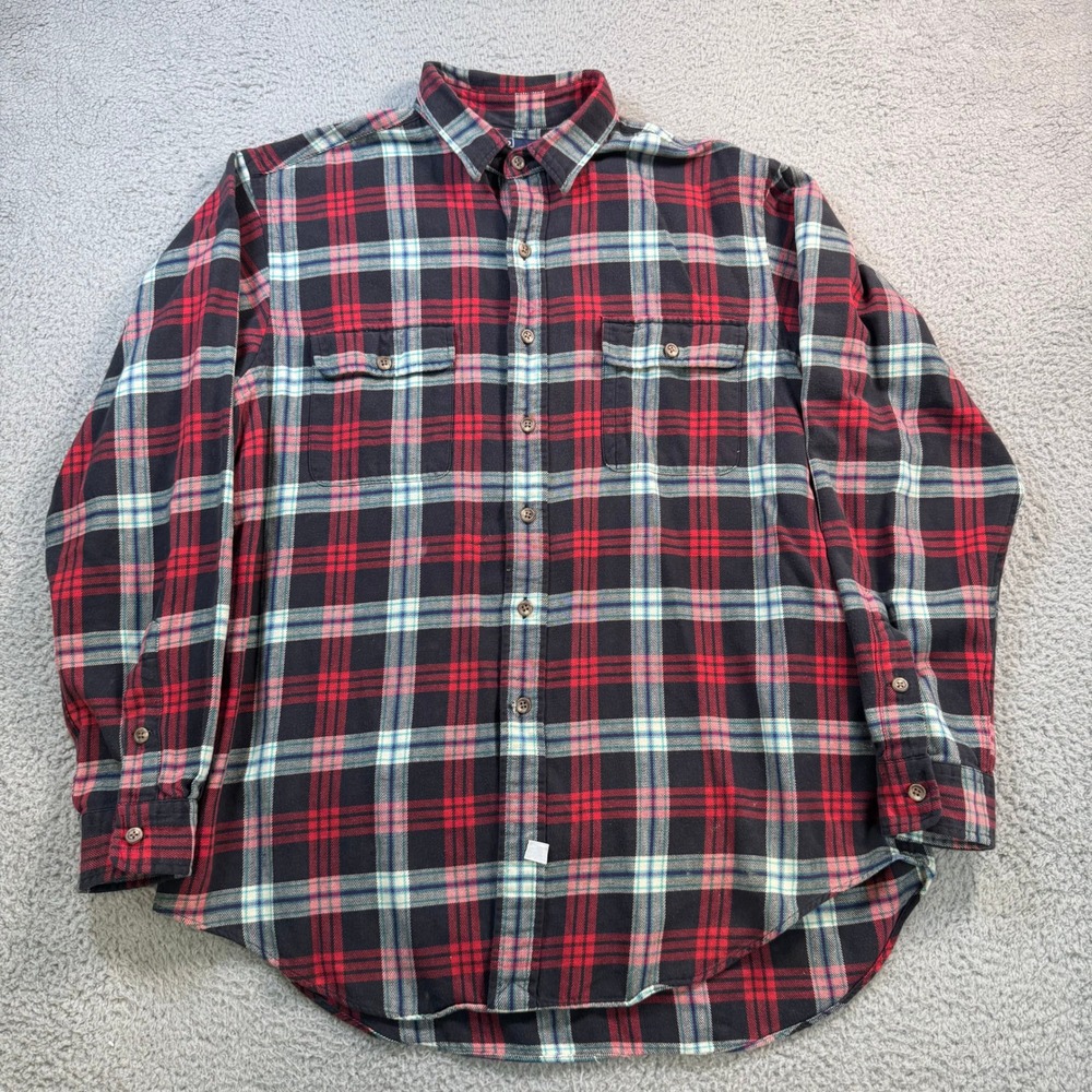 Polo Ralph Lauren Mens XL Flannel Shirt Red Navy Blue Plaid Cotton Button Down